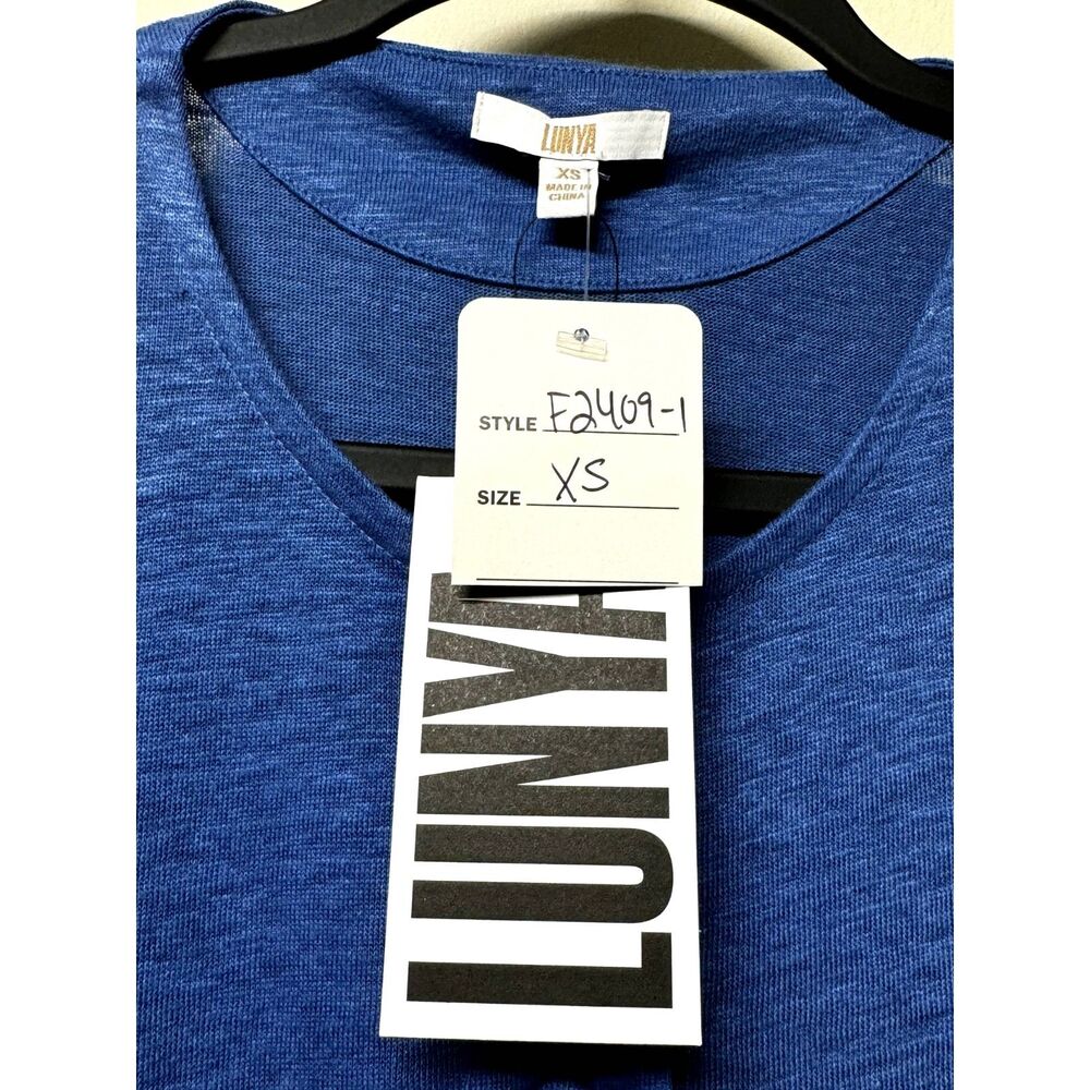 NWT - LUNYA 100% Linen Knit Henley Pajama Short Set, Blue, Sz XS - Picture 7 of 11